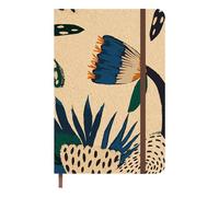 Idena 11173 - Agenda de poche 2025 format 13 x 21 cm, 1 semaine sur 1 page, agenda brun clair avec motif à fleurs, élastique, poche intérieure et ruban de lecture