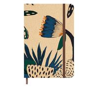 Idena 11177 - Agenda de poche 2025 format 9 x 14 cm, 1 semaine sur 1 page, agenda brun clair avec motif à fleurs, élastique, poche intérieure et ruban de lecture