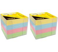 Idena 11183 - Boîte à notes, transparent, 9 x 9 x 8 cm, in loc de 700 feuilles, papier FSC-Mix en 4 couleurs (Lot de 2)