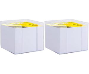 Idena 11184 - Boîte à fiches, transparent, 9 x 9 x 8 cm, incl. 700 feuilles de papier, papier FSC-Mix en blanc (Lot de 2)