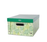 Idena 11195 - Boîte de rangement avec couvercle et poignées métalliques, panier de rangement en carton rigide, env. 37,5 x 28 x 18 cm