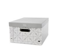 Idena 11196 - Boîte de rangement avec couvercle et poignées métalliques, panier de rangement en carton rigide, env. 37,5 x 28 x 18 cm