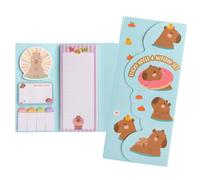 Idena 11558 - Set de bloc-notes avec liste Todo et notes adhésives au design Capybara, pochette pour notes avec fermeture magnétique, dimensions 9 x 21 cm