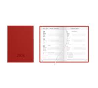 Idena 12055 Agenda de poche, format A7, 2026, 1 semaine sur 2 pages, avec couverture Balaton rouge, ruban marque-page et perforation d'angle