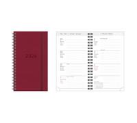 Idena 12056 Agenda de poche 2026 au format 8,7 x 15,3 cm, 1 semaine sur 2 pages, avec couverture rigide en rouge et reliure à spirale
