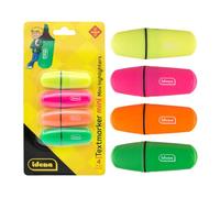 Idena 12081 - Surligneur Mini, en 4 couleurs, jaune, rose, orange et vert