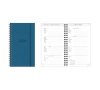 Idena 12089 Agenda de poche 2026 au format 8,7 x 15,3 cm, 1 semaine sur 2 pages, avec couverture rigide bleue et reliure à spirale