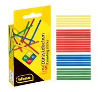 Idena 20101 - Baguettes à compter en bois, paquet de 25, couleurs assorties, 75 mm