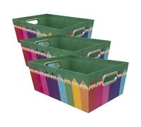Idena 20140 - Boîte de rangement en carton rigide, panier de rangement avec poignées métalliques, env. 33 x 22,9 x 12,7 cm (Lot de 3)