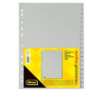 Idena 302028 - Répertoire A - Z, pour DIN A4, avec largeur excessive, en plastique, 20 pièces, pleine couverture, gris, 1 pièce