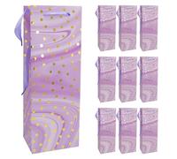 Idena 30383-10 - Sacs pour bouteilles Dot, 10 pièces, sacs cadeaux de 12 x 9 x 35 cm, sacs en papier violet à pois dorés