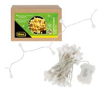Idena 30523 - Guirlande lumineuse LED boule avec 100 LED en blanc chaud, pour l'extérieur & l'intérieur, longueur env. 10,2 m, fonction minuterie 6 heures, 8 fonctions lumineuses, fonctionne sur piles