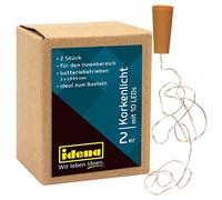 Idena 31091 - Chaîne lumineuse Microbouteille avec 10 LED en blanc chaud, 2 pièces, fil de cuivre avec bouchon, piles incluses, chacune d'environ 0,97 m de long, comme décoration et pour fêtes, noël