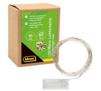 Idena 31114 - Micro-chaîne lumineuse à 10 LED en blanc chaud, avec minuterie de 6 heures, fonctionnant sur piles, pour les fêtes, Noël, la décoration, le mariage, comme lumière d'ambiance