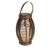 Idena 31243 - Lanterne solaire LED avec lumière blanche chaude, en plastique noir avec anse et bougie LED, module solaire et batterie inclus, pour un éclairage décoratif en extérieur
