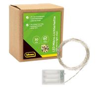 Idena 31824 - Micro-chaîne lumineuse à 30 LED en blanc chaud, avec minuterie de 6 heures, fonctionnant sur piles, pour les fêtes, Noël, la décoration, le mariage, comme lumière d'ambiance