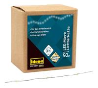 Idena 31825 - Micro-chaîne lumineuse à 50 LED en blanc chaud, avec minuterie de 6 heures, fonctionnant sur piles, pour les fêtes, Noël, la décoration, le mariage, comme lumière d'ambiance
