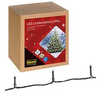 Idena 31869 - Guirlande lumineuse LED avec 200 LED en blanc chaud, avec fonction minuterie 8 heures et transformateur, longueur env. 29,9 m, intérieur et extérieur, pour fêtes, Noël, déco, mariage