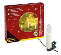 Idena 38192 - Guirlande lumineuse à 30 LED en blanc chaud, 30 bougies avec pinces, avec fiche secteur, longueur 16 m environ, pour usage intérieur, comme décoration pour le sapin et le bouquet de Noël