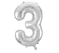Idena 38228 - Ballon numéro, taille env. 60 x 110 cm, argenté, non gonflé, adapté à l'hélium et à l'air, ballon numéro, année de vie, jubilé, anniversaire, cadeau, décoration, fête