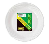 Idena 50053 - Assiette de fête Blanc, 20 pièces, diamètre 23 cm, Assiette en carton, vaisselle jetable, assiette jetable, assiette, fête