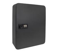 Idena 50120 - Boîte à clés en métal, Armoire à clés Noire avec Serrure à Combinaison, env. 30 x 24 x 8 cm, y Compris 36 Porte-clés et Autocollants à Chiffres, Noir