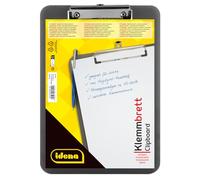 Idena 507052 - Planchette à pince pour DIN A4 mécanisme de serrage nickelé, translucide, noir
