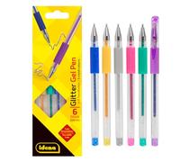 Idena 512080 - Gel-Pen Glitter, 6 pièces dans des couleurs tendance, dans un étui en carton