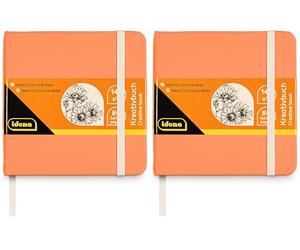 Idena 60073 - Carnet de croquis format carré 12,5 x 12,5 cm, carnet de dessin avec 80 pages blanches 140 g/m², pour artistes, étudiants & passionnés de peinture (Lot de 2)