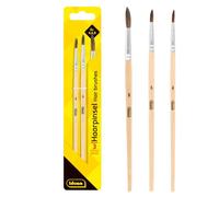 Idena 60107 - Pinceaux à poils, set de 3, tailles 4, 6, 8, pinceaux à peindre pour écoliers et artistes amateurs