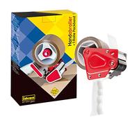 Idena 631049 - Kit distributeur de ruban adhésif, distributeur manuel pour ruban d'emballage 66 m x 50 mm, avec 1 rouleau de ruban d'emballage silencieux, brun