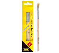 Idena 90095 - Pinceaux de soie, taille 6, avec manche en bois non verni, set de 12, Pinceaux de peinture pour écoliers Hobbykünstler