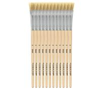 Idena 90101 - Pinceaux de soie, taille 18, avec manche en bois non verni, set de 12, Pinceaux de peinture pour écoliers Hobbykünstler