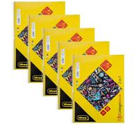 Idena 90212-5 blocs collège 2en1 avec 48 feuilles quadrillées et 32 feuilles lignées en DIN A4, bloc avec reliure spirale, 80 feuilles de 70 g/m², 4 perforations et perforations