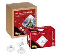 Idena 90214 - Guirlande lumineuse LED avec 200 LED en or-jaune avec minuterie, 29,9 m, incl. 20 ventouses avec fente pour fixation, extérieur & intérieur, comme décoration de fête et Noël