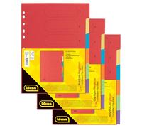 Idena 90266 - Intercalaire en carton pour documents DIN A4, 22,5 x 30 cm, 18 intercalaires pleine couleur en 6 couleurs, 150g/m², organiseur avec perforation européenne et impression d'organisation