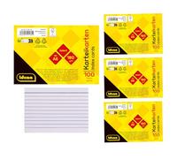 Idena 90278 - Fiches DIN A6, 400 pièces lignées, fiches d'apprentissage en papier 180 g/m² FSC-Mix en blanc, pour l'école et le bureau