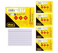 Idena 90279 - Fiches DIN A7, 500 pièces lignées, fiches d'apprentissage en papier 180 g/m² FSC-Mix en blanc, pour l'école et le bureau