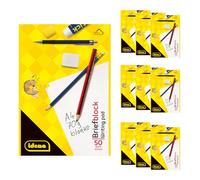 Idena 90430 - Bloc vierge A4, 10 pièces, bloc-notes de 50 feuilles sans marge, papier 70 g/m², non perforé et collé en haut