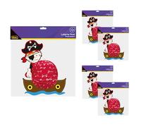 Idena 90435 - Lampion Pirate, 5 pièces env. 34 x 40 cm, lanternes en papier rouge avec motif 3D, lanternes pour enfants pour la Saint Martin et la fête des lumières