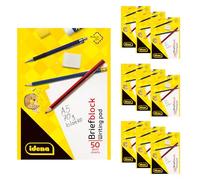 Idena 90438 - Bloc vierge A5, 10 pièces, bloc-notes avec 50 feuilles sans marge, papier 70 g/m² non perforé et collé en tête