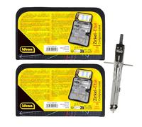 Idena 90443 - Compas dans un étui, 2 pièces avec 11 pièces chacune, compas à réglage rapide avec mines de rechange, règle, équerre, porte-mine et bien plus encore.
