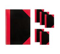 Idena 90456 - Carnet A6, 6 pièces, cahier quadrillé avec 96 feuilles, 70 g/m², couverture rigide rouge-noir