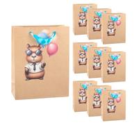 Idena 90555 - Sacs cadeaux Capybara avec ballon, 10 pièces, sacs cadeaux au format 18 x 23 x 8 cm, sacs en papier kraft