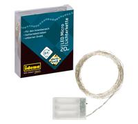 Idena, Guirlande lumineuse, Micro guirlande lumineuse 20 LED, blanc chaud, minuterie 6h (2.20 m)