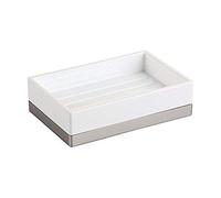 iDesign 41082EU Porte-Savon, Plastique, Blanc/Brossé, 12,7 x 8,3 x 3,4 cm
