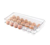 iDesign 72930 Frigo/Freeze Binz Plateau à œufs, grande boîte de rangement en plastique pour 21 œufs, transparent
