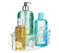 iDesign Basic panier de douche de coin, valet de douche en plastique sans perçage avec ventouses, transparent