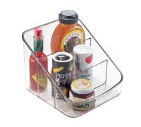 iDesign boîte de rangement à 3 compartiments, grand bac plastique pour aliments emballés ou épices, bac alimentaire, transparent