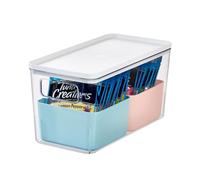 iDesign Boite de Rangement avec 2 Compartiments, Boite frigo de la Série Rosanna Pansino, Boite Plastique recy vec poignées et Couvercle, Multicolore et Blanc